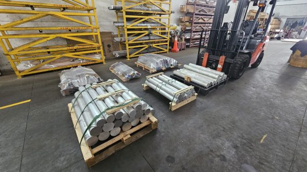 Metal stock staged and wrapped for export at Seng Huat Metalplex
